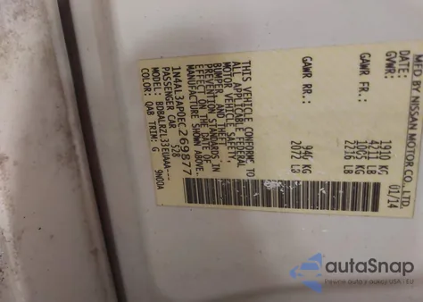 2014 Nissan Altima 2.5/2.5 S/2.5 Sl/2.5 Sv z USA, uszkodzony, nr VIN 1N4AL3AP0EC269877